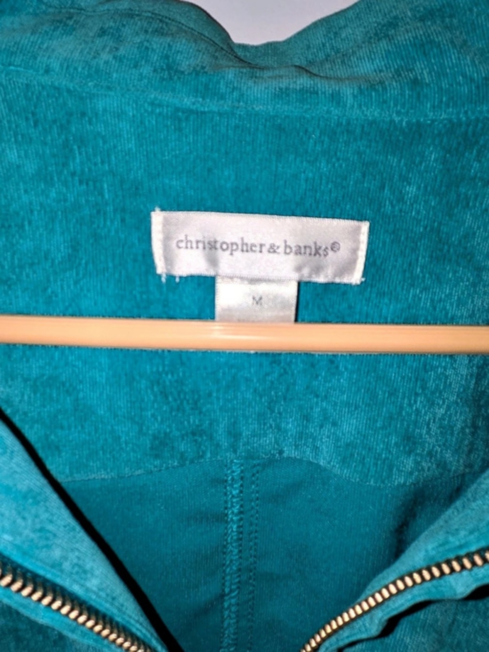 Christopher & Banks Corduroy Looking Zip Front Jacket N Tealish Blue Size Medium - Picture 4 of 6